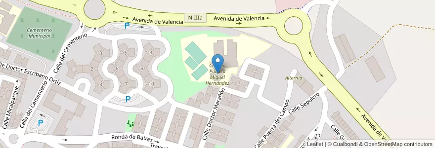 Mapa de ubicacion de Colegio Público Miguel Hernández en 스페인, Comunidad De Madrid, Comunidad De Madrid, Cuenca Del Henares, Arganda Del Rey.