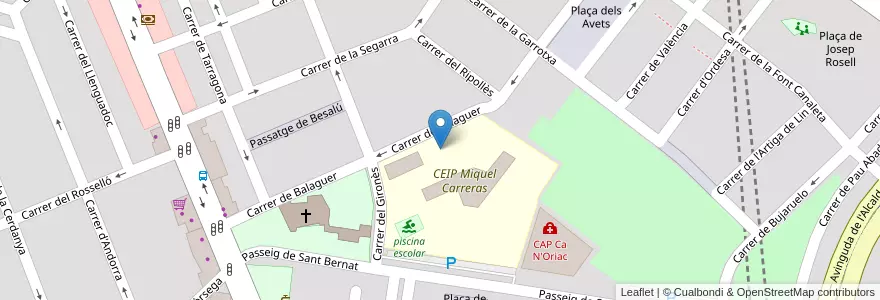 Mapa de ubicacion de Colegio público Miquel Carreras en 스페인, Catalunya, Barcelona, Vallès Occidental, Sabadell.