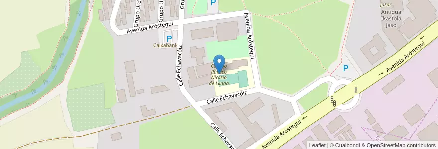 Mapa de ubicacion de Colegio Público Nicasio de Landa en Spain, Navarre, Navarre, Pamplona.