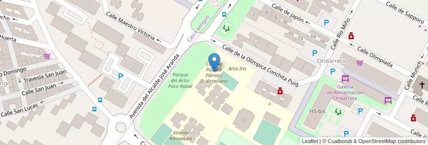 Mapa de ubicacion de Colegio Público Párroco D. Victoriano en Spain, Community Of Madrid, Community Of Madrid, Área Metropolitana De Madrid Y Corredor Del Henares, Alcorcón.