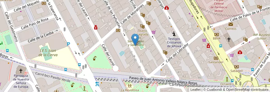 Mapa de ubicacion de Colegio Público San Eugenio y San Isidro en スペイン, マドリード州, Comunidad De Madrid, Área Metropolitana De Madrid Y Corredor Del Henares, Madrid.