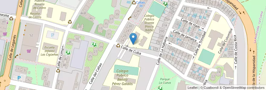 Mapa de ubicacion de Colegio Público Vicente Blasco Ibáñez en إسبانيا, منطقة مدريد, منطقة مدريد, Área Metropolitana De Madrid Y Corredor Del Henares, Fuenlabrada.