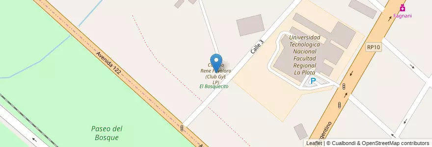 Mapa de ubicacion de Colegio Rene Favaloro (Club GyE LP) en アルゼンチン, ブエノスアイレス州, Partido De Berisso.