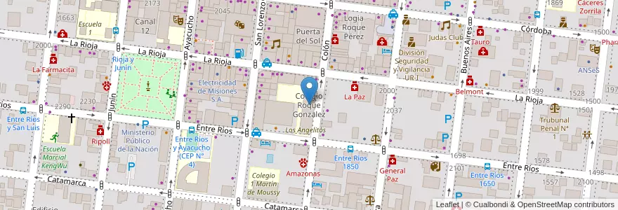 Mapa de ubicacion de Colegio Roque Gonzalez en アルゼンチン, ミシオネス州, Departamento Capital, Municipio De Posadas, Posadas.