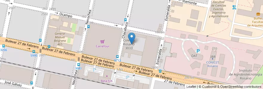 Mapa de ubicacion de Colegio Rosario 3033 en الأرجنتين, سانتا في, Departamento Rosario, Municipio De Rosario, روساريو.