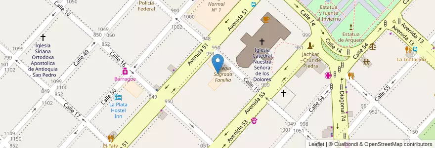 Mapa de ubicacion de Colegio Sagrada Familia, Casco Urbano en الأرجنتين, بوينس آيرس, Partido De La Plata, لابلاتا.