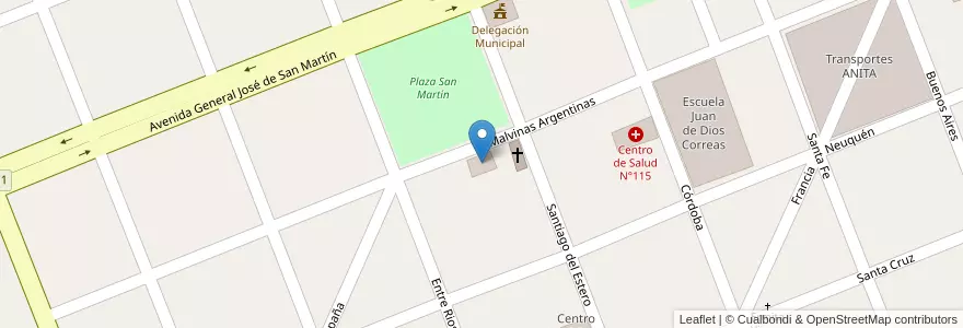 Mapa de ubicacion de Colegio Sagrada Familia de Nazareth en 阿根廷, 智利, Mendoza, Departamento San Rafael, Distrito Real Del Padre.