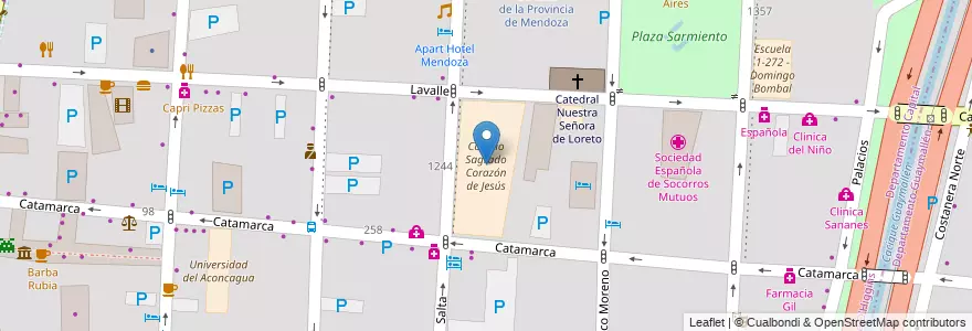 Mapa de ubicacion de Colegio Sagrado Corazón de Jesús en Аргентина, Чили, Мендоса, Departamento Capital, Ciudad De Mendoza, Sección 3ª Parque O'Higgins.