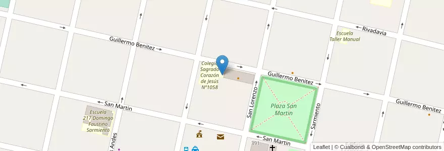 Mapa de ubicacion de Colegio Sagrado Corazón de Jesús Nº1058 en Аргентина, Санта-Фе, Departamento Belgrano, Municipio De Las Rosas.