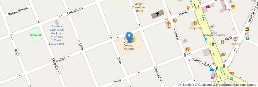 Mapa de ubicacion de Colegio Sagrado Corazón de Jesús en Argentina, Buenos Aires, Partido De Merlo, Merlo.