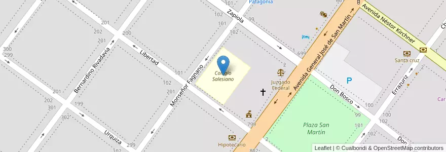Mapa de ubicacion de Colegio Salesiano en アルゼンチン, チリ, サンタクルス州, Güer Aike, Municipio De Río Gallegos, Río Gallegos.