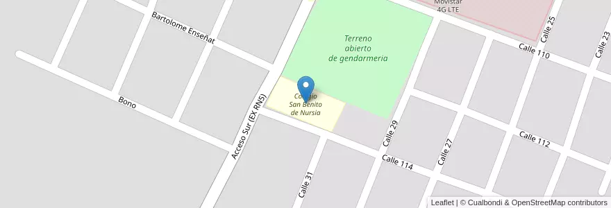 Mapa de ubicacion de Colegio San Benito de Nursia en Arjantin, Buenos Aires, Partido De Mercedes, Mercedes.