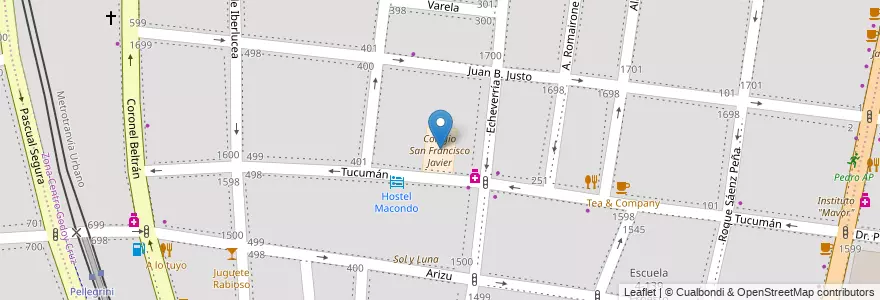 Mapa de ubicacion de Colegio San Francisco Javier en Arjantin, Şili, Mendoza, Godoy Cruz, Departamento Godoy Cruz, Distrito Ciudad De Godoy Cruz.
