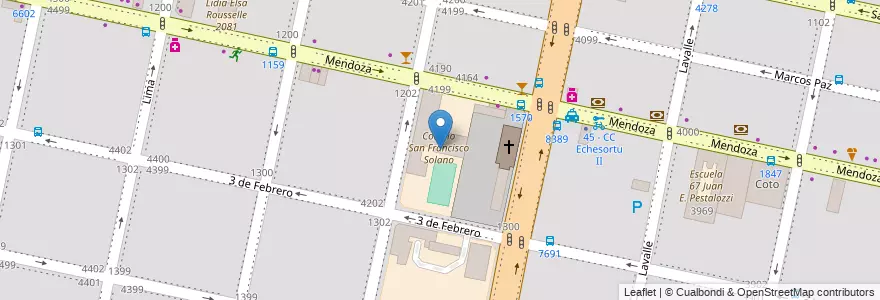 Mapa de ubicacion de Colegio San Francisco Solano en Arjantin, Santa Fe, Departamento Rosario, Municipio De Rosario, Rosario.