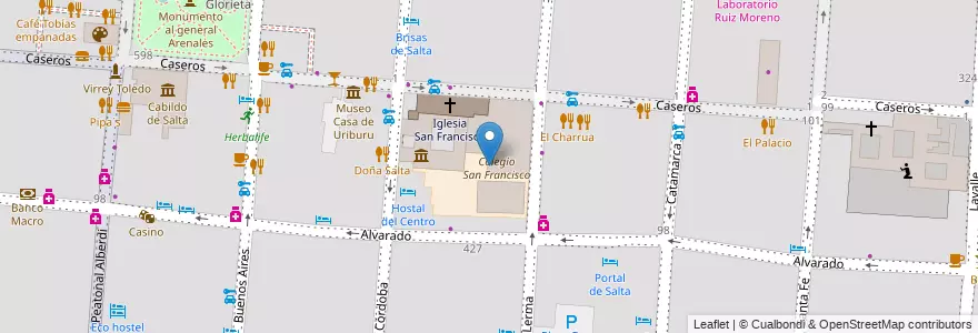 Mapa de ubicacion de Colegio San Francisco en 아르헨티나, Salta, Capital, Municipio De Salta, Salta.