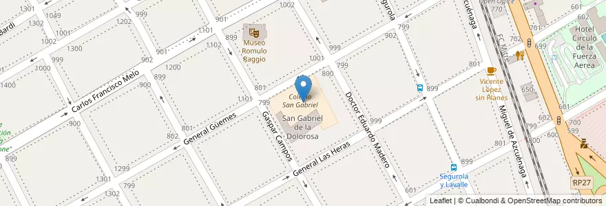 Mapa de ubicacion de Colegio San Gabriel en Arjantin, Buenos Aires, Partido De Vicente López, Vicente López.