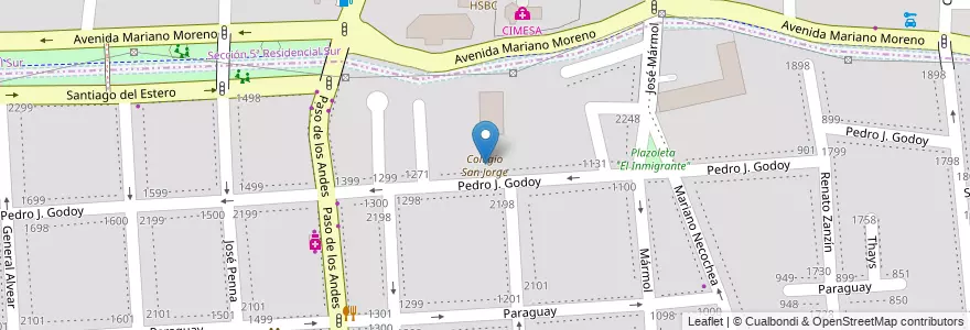 Mapa de ubicacion de Colegio San Jorge en アルゼンチン, メンドーサ州, チリ, Godoy Cruz, Departamento Capital, Distrito Ciudad De Godoy Cruz, Ciudad De Mendoza.