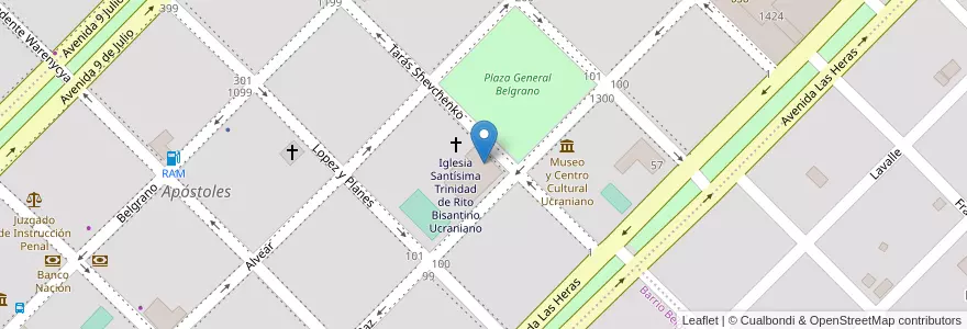 Mapa de ubicacion de Colegio "San Josafat" en Arjantin, Misiones, Departamento Apóstoles, Municipio De Apóstoles, Apóstoles.