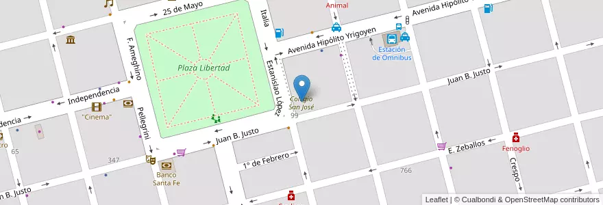 Mapa de ubicacion de Colegio San José en Arjantin, Santa Fe, Departamento Castellanos, Municipio De Sunchales.