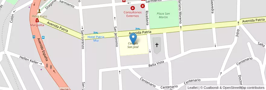 Mapa de ubicacion de Colegio San José en Arjantin, Córdoba, Departamento Punilla, Pedanía San Antonio, Municipio De La Falda.
