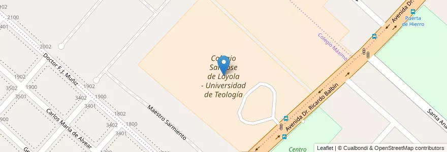 Mapa de ubicacion de Colegio San Jose de Loyola - Universidad de Teología en アルゼンチン, ブエノスアイレス州, Partido De San Miguel, Santa María.