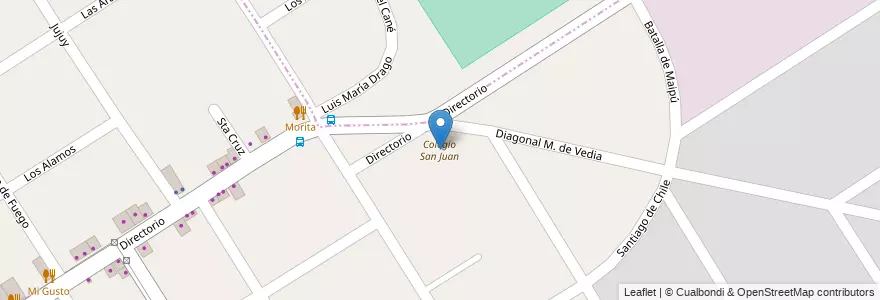 Mapa de ubicacion de Colegio San Juan en アルゼンチン, ブエノスアイレス州, Partido De Malvinas Argentinas, Tortuguitas.