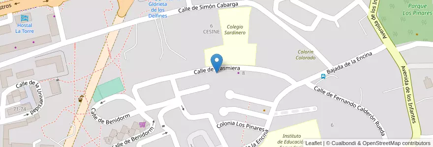 Mapa de ubicacion de Colegio San Roque-Los Pinares en اسپانیا, Cantabria, استان کانتابریا, Santander, Santander.