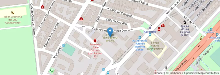 Mapa de ubicacion de Colegio Santa Beatriz de Silva en اسپانیا, بخش خودمختار مادرید, بخش خودمختار مادرید, Área Metropolitana De Madrid Y Corredor Del Henares, مادرید.