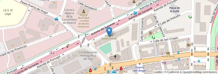 Mapa de ubicacion de Colegio Santa Cristina en 西班牙, Comunidad De Madrid, Comunidad De Madrid, Área Metropolitana De Madrid Y Corredor Del Henares, Madrid.