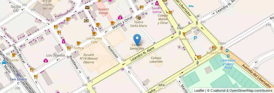 Mapa de ubicacion de Colegio Santa Inés en アルゼンチン, ブエノスアイレス州, Partido De San Isidro, San Isidro.
