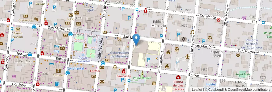 Mapa de ubicacion de Colegio Santa María en Argentina, Misiones, Departamento Capital, Municipio De Posadas, Posadas.