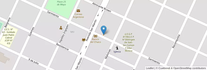Mapa de ubicacion de Colegio Secundario en 阿根廷, Chaco, Almirante Brown, Municipio De Pampa Del Infierno, Pampa Del Infierno.