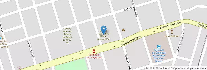 Mapa de ubicacion de Colegio Secundario 5224 Ex Anexo 5004 en 阿根廷, Salta, General San Martín, Municipio De Profesor Salvador Mazza, Profesor Salvador Mazza.