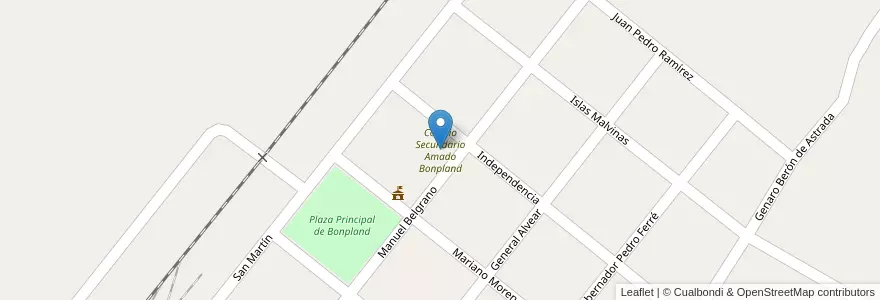 Mapa de ubicacion de Colegio Secundario Amado Bonpland en Argentina, Corrientes, Departamento Paso De Los Libres, Municipio De Bonpland.