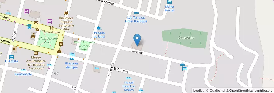 Mapa de ubicacion de Colegio Secundario de Artes N° 49 en الأرجنتين, Jujuy, Departamento Tilcara, Municipio De Tilcara.