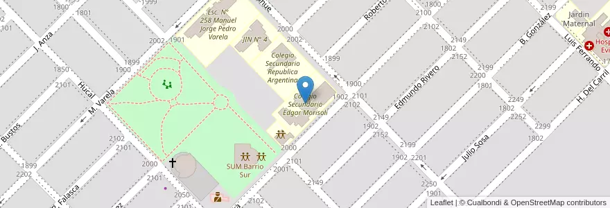 Mapa de ubicacion de Colegio Secundario Edgar Morisoli en 아르헨티나, La Pampa, Municipio De Santa Rosa, Departamento Capital, Santa Rosa.