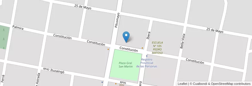 Mapa de ubicacion de Colegio Secundario Escribano Pedro Leconte en Argentina, Corrientes, Departamento San Cosme, Municipio De Santa Ana.