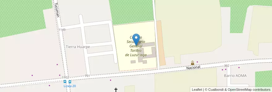 Mapa de ubicacion de Colegio Secundario General Toribio de Luzuriaga en Arjantin, San Juan, Şili, Albardón.