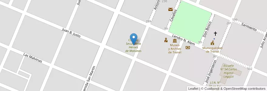 Mapa de ubicacion de Colegio Secundario Héroes de Malvinas en アルゼンチン, ラ・パンパ州, Departamento Trenel, Municipio De Trenel.