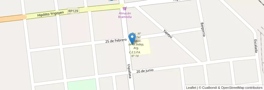 Mapa de ubicacion de Colegio Secundario Juan Pablo II en アルゼンチン, コリエンテス州, Departamento Monte Caseros, Municipio De Monte Caseros.