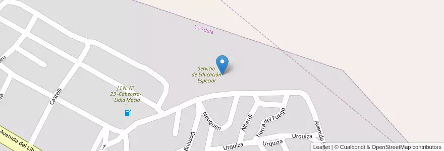Mapa de ubicacion de Colegio Secundario La Adela en 阿根廷, La Pampa, Departamento Pichi Mahuida, Municipio De La Adela, La Adela.