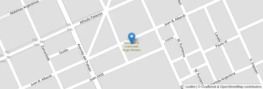Mapa de ubicacion de Colegio Secundario Licenciado Hugo Peinetti en アルゼンチン, ラ・パンパ州, Departamento Conhelo, Municipio De Eduardo Castex, Eduardo Castex.