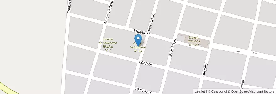 Mapa de ubicacion de Colegio Secundario N° 36 en アルゼンチン, フフイ州, Departamento El Carmen, Municipio De Monterrico.