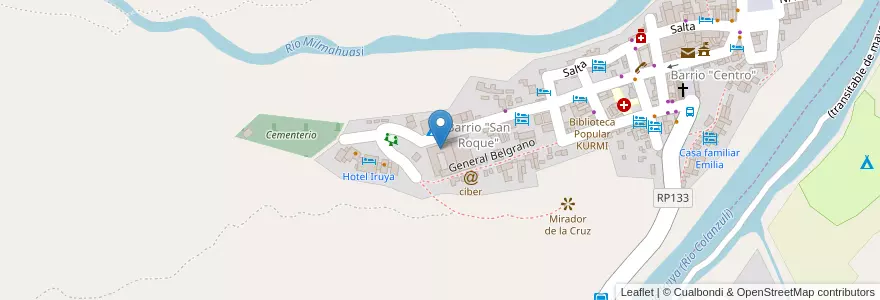 Mapa de ubicacion de Colegio Secundario N°5058 en アルゼンチン, Finca El Potrero, サルタ州, Departamento Iruya, Municipio Iruya.