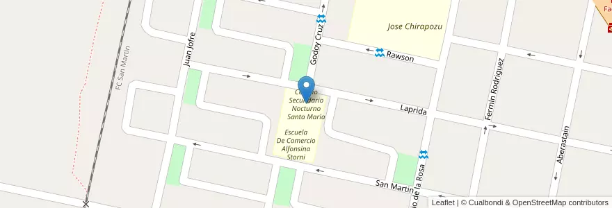 Mapa de ubicacion de Colegio Secundario Nocturno Santa María en Argentinien, San Juan, Chile, Caucete.