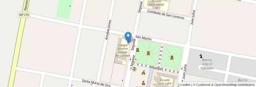 Mapa de ubicacion de Colegio Secundario Nuestra Señora del Carmen en Argentina, San Juan, Chile, Angaco.