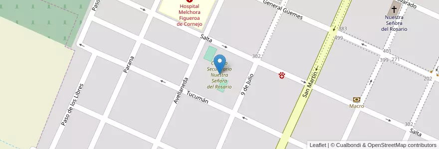 Mapa de ubicacion de Colegio Secundario Nuestra Señora del Rosario en Argentina, Salta, Rosario De La Frontera, Municipio De Rosario De La Frontera, Rosario De La Frontera.