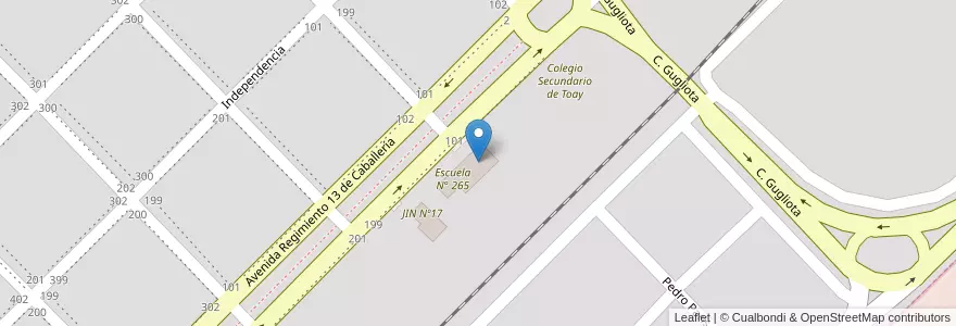 Mapa de ubicacion de Colegio Secundario Paulo Freire - Anexo Toay en アルゼンチン, ラ・パンパ州, Departamento Toay, Municipio De Toay, Toay.