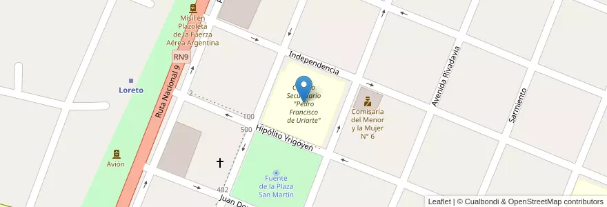Mapa de ubicacion de Colegio Secundario "Pedro Francisco de Uriarte" en Argentine, Santiago Del Estero, Departamento Loreto, Loreto.