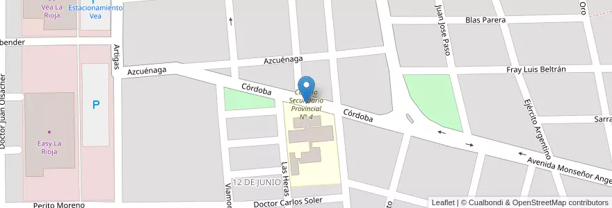 Mapa de ubicacion de Colegio Secundario Provincial N° 4 en Argentinië, La Rioja, Departamento Capital, La Rioja.